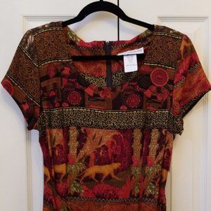 Jessica Howard multi colored patterned Dress with front wrap tie.